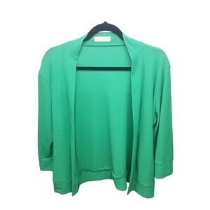 Genhoo Womens Sz XL Green Solid 3/4 Sleeve Open Cardigan